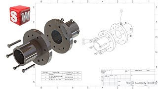 Assembly Drawing Library Exploded view Bill of Material  SolidWorks Tutorial [upl. by Attekahs]