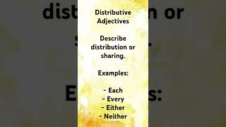 Distributive adjective adjectives in english grammar adjectiveinenglish englishgrammar adjective [upl. by Alyakcim]