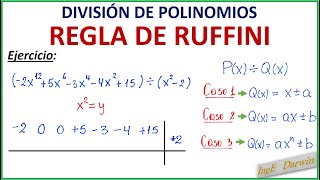 REGLA DE RUFFINI  CASOS PARA DIVIDIR POLINOMIOS [upl. by Nelda]