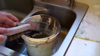 Cleaning a Paint Brush in a Sink latex paint [upl. by Sueddaht431]