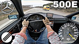 MercedesBenz W124 500E TOP SPEED DRIVE ON GERMAN AUTOBAHN🏎 [upl. by Oaoj]