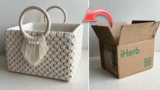 NONSTANDARD USE OF MACRAME PATTERN  STORAGE BASKET IDEA [upl. by Lunneta]