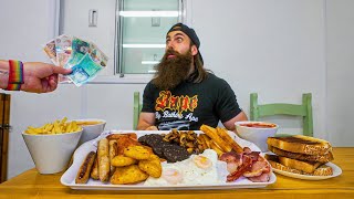 WIN THE CASH JACKPOT IF YOU FINISH THIS UNBEATEN BREAKFAST CHALLENGE FAST ENOUGH  BeardMeatsFood [upl. by Notsgnal]