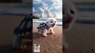 when a turtle kitten is attacked on the beach cat cute story ai [upl. by Weight]