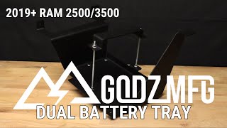 POWER UPGRADE GODZ MFG 2019 RAM 25003500 Dual Battery Tray  Overview and Installation [upl. by Nonnairb]