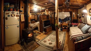 Relaxing Winter Log Cabin Vibes  Deep Sleep with Cozy Burning Fireplace Sounds and a faint breeze [upl. by Salli]