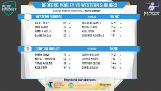 WASTCA  2nd Grade  Rd11  Bedford Morley v Western Suburbs  Day 2 [upl. by Crotty]