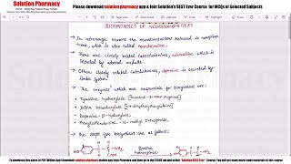 Class 14 Biosynthesis and Catabolism of Catecholamine amp Neurotransmitters  Medicinal Chemistry 01 [upl. by Sion]