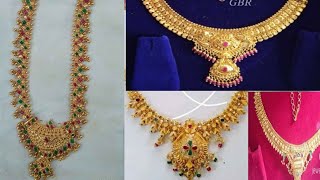 traditional gold necklace designs 22kt gold necklace designs [upl. by Adlitam]