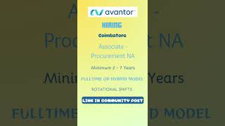 Avantor coimbatore hiring Link in Community Post new job jobs search jobsearch jobvacancy [upl. by Jeu]