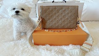 Unboxing the Louis Vuitton Coussin PM in Taupe [upl. by Ahsinak972]