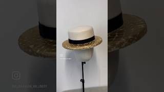 Making of a Boater hat with gold foil decor handmade by Elena Shvab Millinery London fashion hat [upl. by Iam]