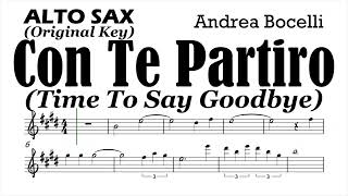 Con Te Partiro Alto Sax Sheet Music Backing Track Play Along Partitura [upl. by Man613]