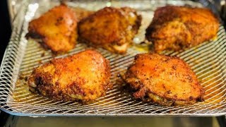 Air Fryer Juicy Chicken Thighs  Step by Step Easy Healthy Crispy Air Fryer Chicken  No breading [upl. by Eenimod]