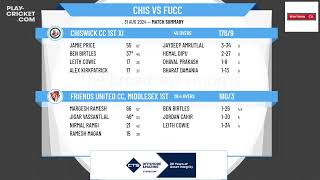 Chiswick CC 1st XI v Friends United CC Middlesex 1st XI [upl. by Asyla392]