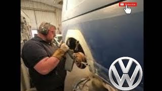 Volkswagen transporter t5 gets a new arch welded in lots of filler and rust [upl. by Steddman218]