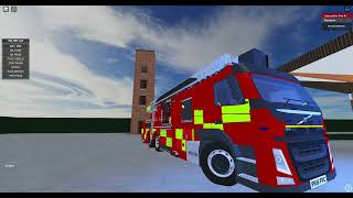 Roblox Lancashire fire and rescue service Volvo FM aerial ladder platform mock response [upl. by Gnauq]