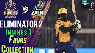 Peshawar Zalmi Fours  Karachi Kings Vs Peshawar ZalmiEliminator 2 21 Mar  HBL PSL 2018 [upl. by Wilkins]