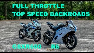 YAMAHA R6 amp GSXR600 TOP SPEED BACKROADS [upl. by Anisamot]