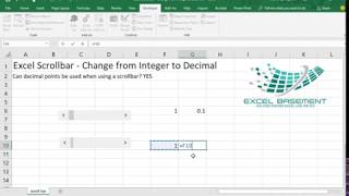 Excel Scrollbar  Change from Integer to Decimal [upl. by Luing]