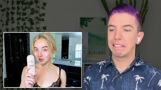 Specialist Reacts to Sabrina Carpenters Skin Care Routine [upl. by Htebirol656]