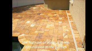 Sealing Travertine Paver Driveways amp Pool Decks in Tampa St Pete Largo amp Clearwater FL [upl. by Vastah]