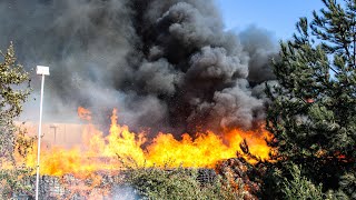 LACoFDLAFD Battles Massive Commercial Fire [upl. by Elyr]