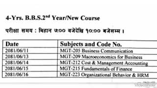 BBS 2nd year exam routine 2081 BBS New course second year exam routine [upl. by Eannaj322]