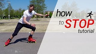 How to stop on inline skates  rollerblades  3 stops for beginners tutorial [upl. by Madel]