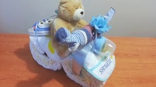 TUTORIAL TORTA DI PANNOLINI a forma di MOTO Motorcycle Diapers Cake [upl. by Areehs]