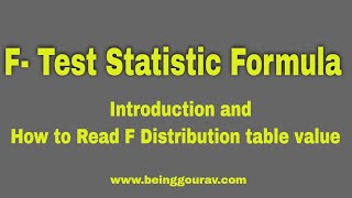 Ftest statistic formula  Introduction and How to read F Distribution table value  Part 2 [upl. by Brinkema]