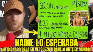 ESTO DIJO CANELO ALVAREZ AL RESPONDERLE A UN AFICIONADO QUE LLEVO CARTEL CON FOTO DE BENAVIDEZ [upl. by Zita]