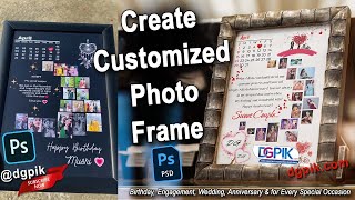 Wedding Anniversary Customized Photo Frame in Photoshop  with Free PSD [upl. by Adeys]