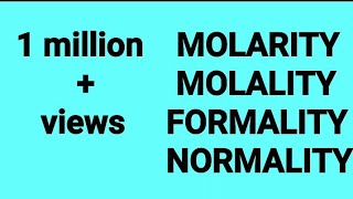 Chemistry  molarity  molality  normality  formality [upl. by Benedicta]