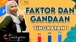 eTuisyen TINGKATAN 1 MATEMATIK  Bab 2  Faktor dan Gandaan [upl. by Hanavas]