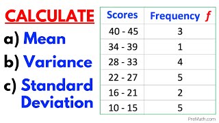 Find the Mean Variance amp Standard Deviation of Frequency Grouped Data Table StepbyStep Tutorial [upl. by Larrie]