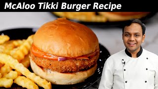 McAloo Tikki Burger  mcdonalds style recipe  CookingShooking [upl. by Humphrey146]