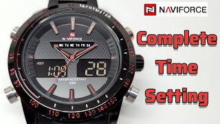 NAVIFORCE Digital Watch Complete Time Setting [upl. by Nylrats752]