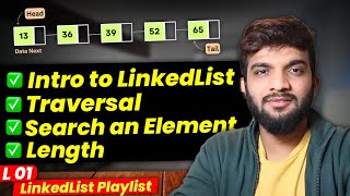 L1 Introduction to LinkedList  Traversal  Length  Search an Element [upl. by Nolasba367]