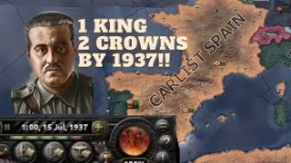 1 King 2 Crowns the Easiest and Fastest Way Carlist Achievement Guide HOI4 [upl. by Nitsur]