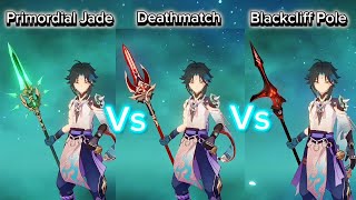 Xiao Weapon Comparison  BUILD 2024 Primordial Jade vs Deathmatch vs Blackcliff pole [upl. by Aivek]