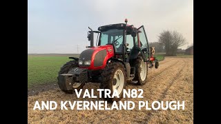 Ploughing with Valtra n82 and 3 furrowed kverneland [upl. by Johns]