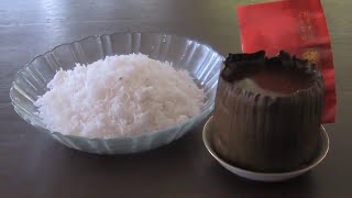 Sweet Glutinous Rice Cake with Grated Coconut  Steamed Nian Gao Recipe  No frying [upl. by Naol524]