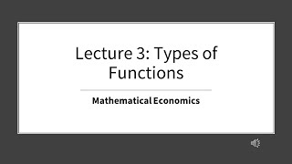 Types of Functions Lecture 3  Mathematical economics  Alpha C Chiang Chapter 2 Lesson 3 803 [upl. by Ecirtahs428]