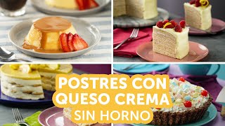 Postres con Queso Crema SIN Horno  Kiwilimón [upl. by Oigimer]