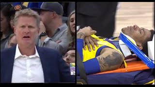 Patrick McCaw Scary Fall Gets Stretchered Out Steve Kerr calls out Vince Carter [upl. by Mercuri487]