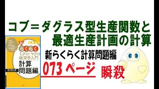 らくらく経済学 「計算問題編」Ｐ73 コブ＝ダグラス型生産関数の最適生産計画の計算問題 [upl. by Mercorr]