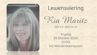 Lewensviering  Ria Maritz  1961113 202410 19  Vrydag 25 Oktober 2024  1000 [upl. by Egas]