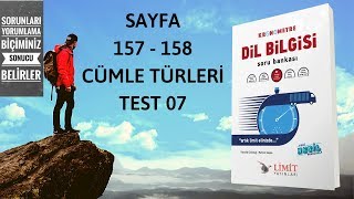 LİMİT YAYINLARI  LİMİT KRONOMETRE DİL BİLGİSİ SB  CÜMLE TÜRLERİ TEST 07 [upl. by Aztiley]