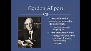 Gordon Allport Trait Theory Theories of personality lecture by Dr Anjum Ara 23 May 2021 part 1 [upl. by Tildi338]